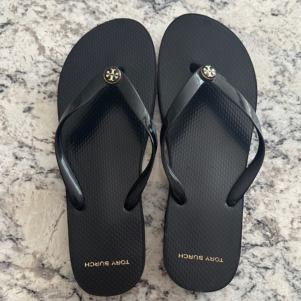 Tory Burch Glossy Black Sandals